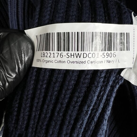 Quince Womens L Navy Organic Cotton Oversized Cardigan Ribbed Knit Open Front - Picture 14 of 16